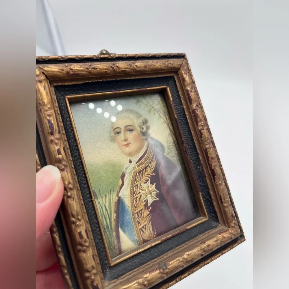 Antique Miniature King Louis XVI Portrait Vintage Art French Mini Portrait